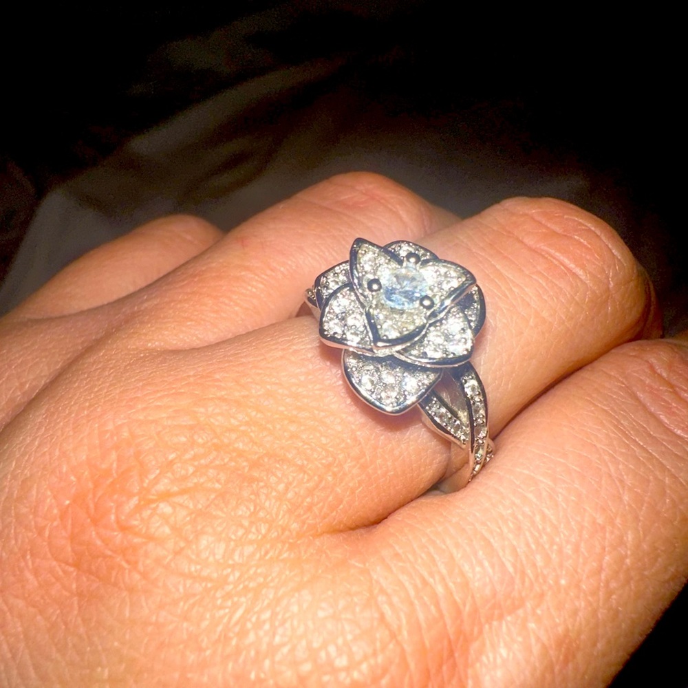 💍925 STERLING SILVER DIAMOND FLOWER RING💍